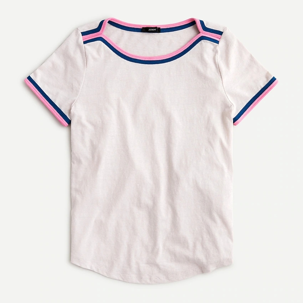 J Crew Colorful Trim Neck T shirt NWOT